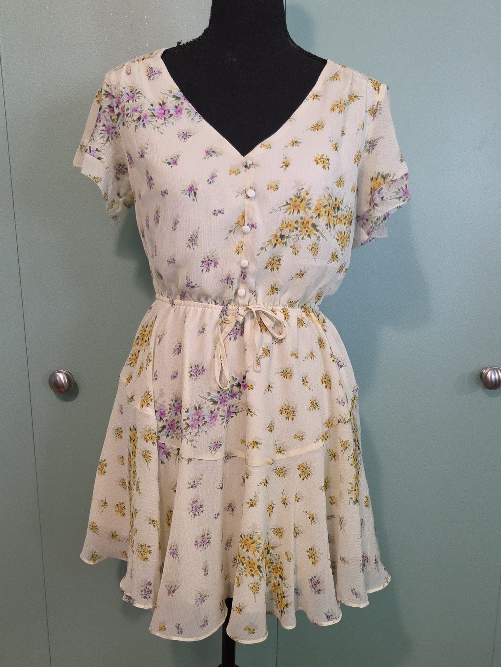 Nwt Steve Madden Yellpw Kirsty Purple Floral Dress Size Small